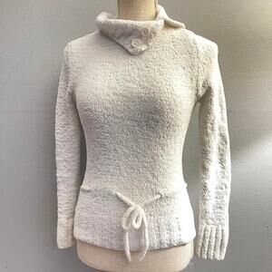 Amy Byer Y2K VTG White Plush Turtleneck Sweater Size Large